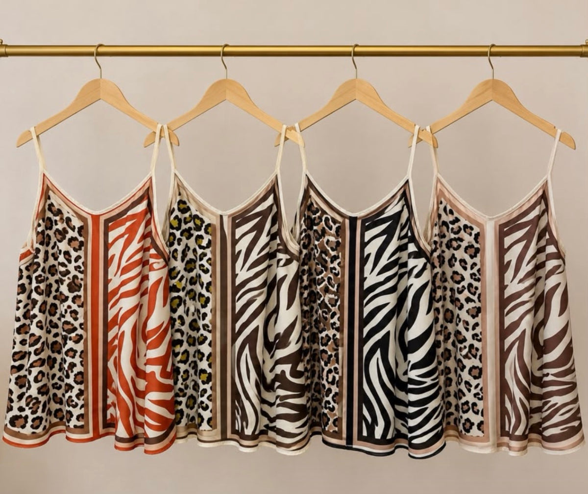 Animal print satin vest top
